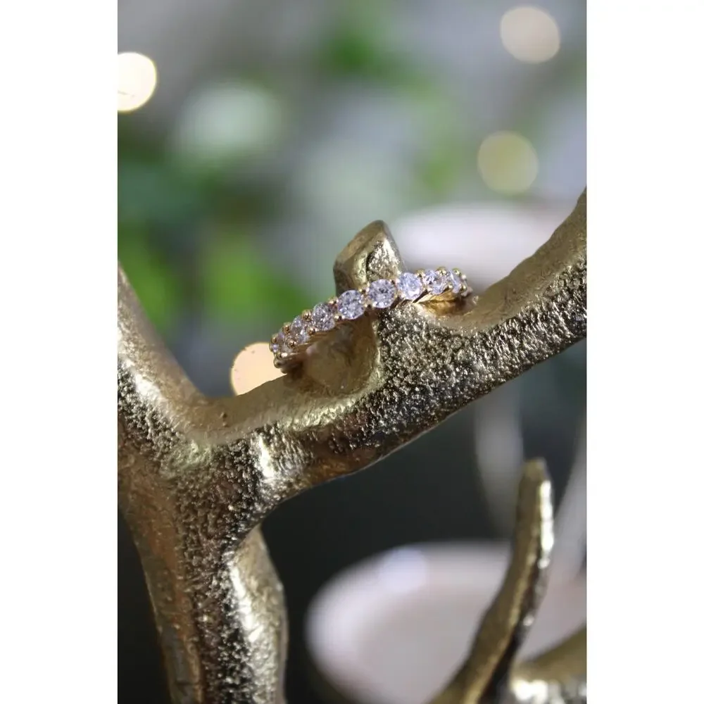 Anthropologie Crystal Eternity Band Ring Size 7 Gold Tone Clear CZ NWT MSRP $80